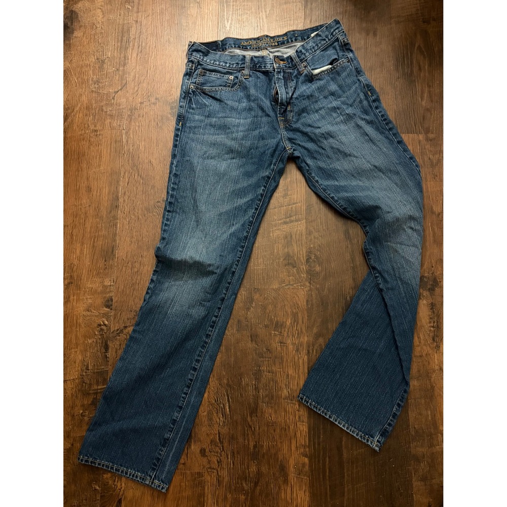 American Eagle Mens Straight Leg Jeans 32x34 Medium Wash Blue Denim 100% Cotton